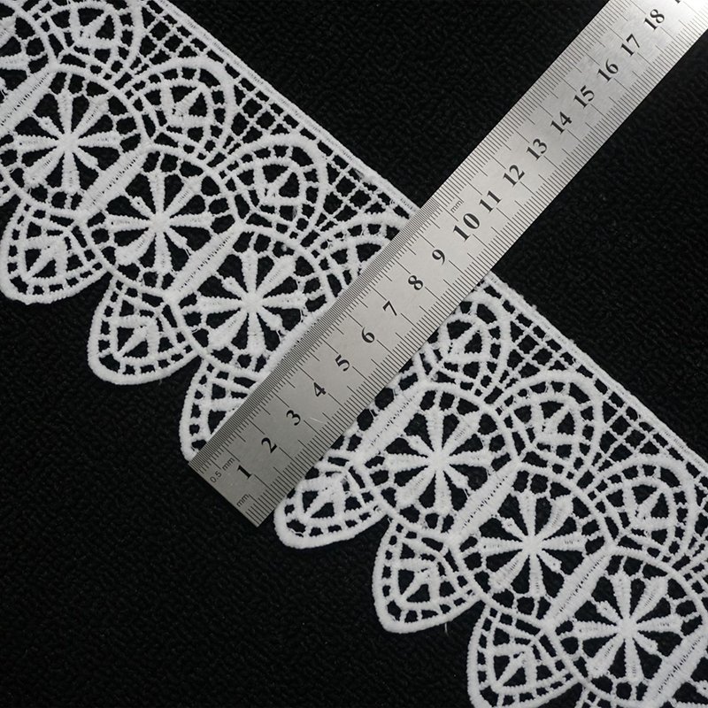 Water Soluble 100% Polyester Chemical Embroidered White Lace Ribbon Sewing Border Lace Trim