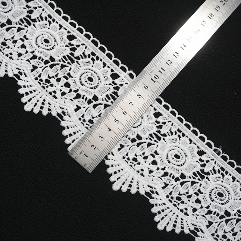 Floral Polyester Border Lace Cord Wedding Knitted Embroidery Bridal Cotton Lace Trim Ribbon Embroidery