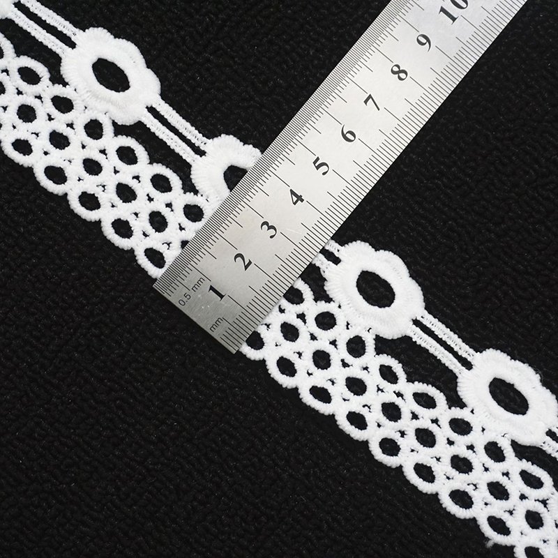 Factory Embroidery Lace Fabric Embroidered Lace Fabric Polyester white embroidery Lace Trim For Dress