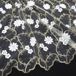 wholesale flower Lace trim cotton tulle embroidery lace fabric for clothing