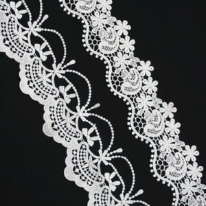 5.6cm width decorative white water soluble eyelash wave embroidery lace for wedding skirt dress hat accessory