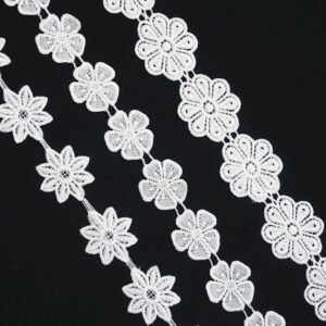 2 inches Wide x 15 Yards White Floral Pattern Trim Lace Ribbon for Decorating, Floral Designing and Crafts