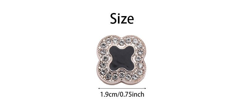 Four leaf clover flower plastic black enamel gold nickel plating crystal shank button for clothing