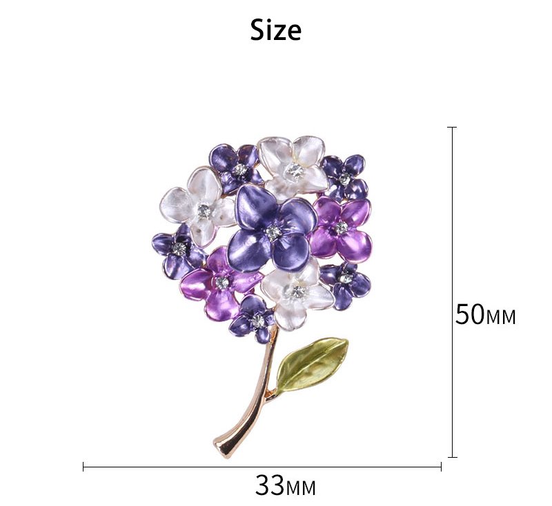 Enamel Purple Lilac Flower Brooches Women Collar Hydrangea Weddings Brooch Pins