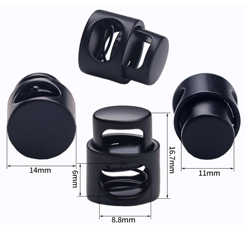 Adjustable Metal Toggle End black Spring Ending Stopper Cord Lock Fastener Slider Toggles End For Bags Clothing