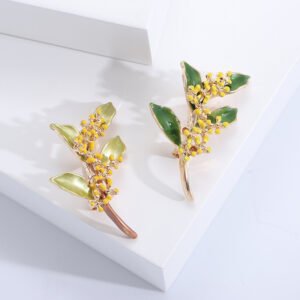 Enamelled osmanthus brooch female plant corsage