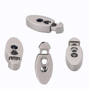 Elliptical metal spring buckle with vertical double hole adjustment buckle