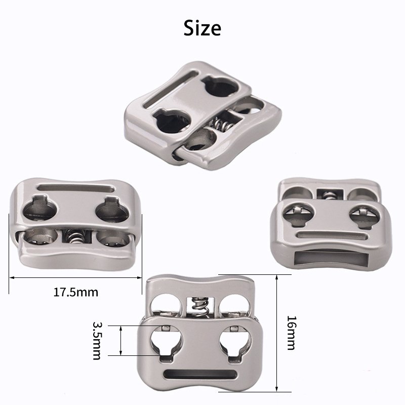 Square hollow metal spring buckle with double hole adjustment buckle