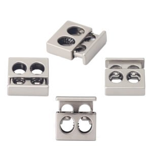 Square metal spring buckle with double hole adjustment buckle