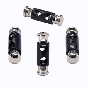 Cylindrical double spliced metal spring buckle with double heads and vertical double holes adjustable buckle