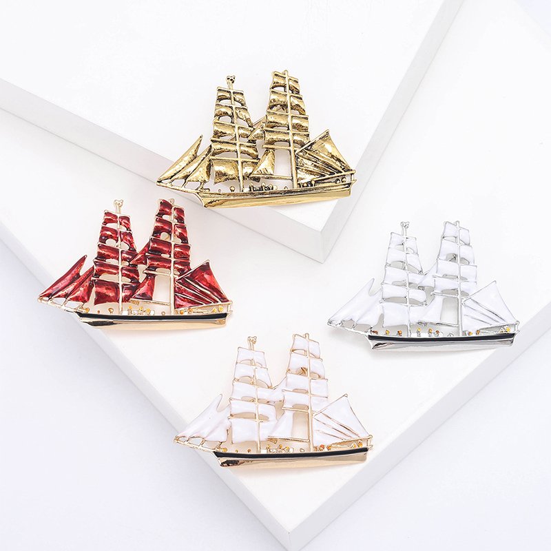 ship jewelry enamel brooch pin women cloth decoration brooches