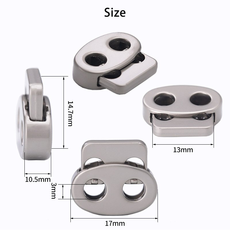  Zinc Alloy Double Hole Spring Cord End Stopper Garment Accessories Cord Lock