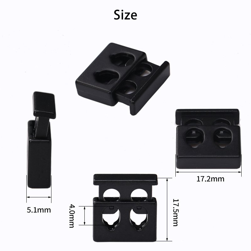 Ecofriendly Flat Cube Double Holes Pig Nose Cord Stopper Cord Lock For Garment Bags