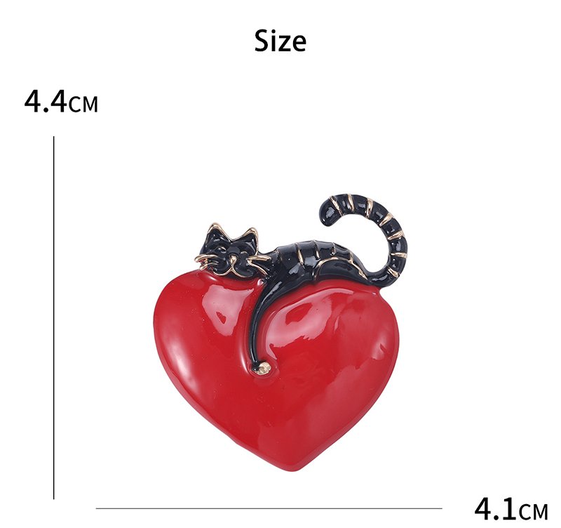  European and American creative love cat brooches cartoon accessory Heart corsage brooch