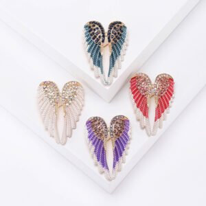 luxury fashion women jewelry ornament corsage simple creative designer angel wings enamel lapel pins crystal rhinestones brooch