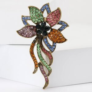 Luxury sparkling diamond floating flower brooch high-end women's fashion exquisite crystal brooch