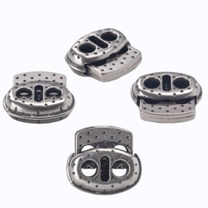 Oval carved metal spring buckle with double hole adjustment buckle