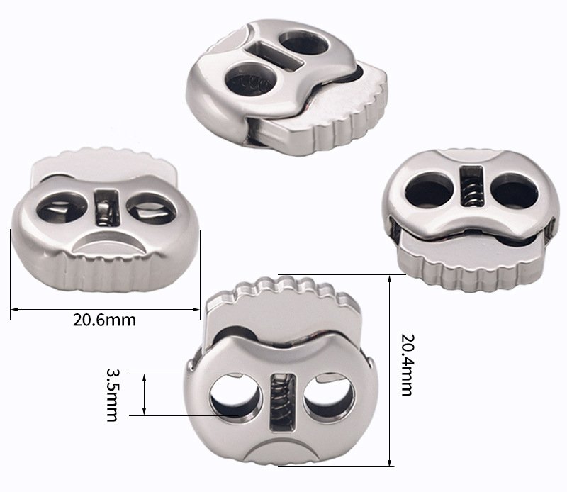 Double color oval toothed metal spring buckle pig nose buckle double hole adjustment buckle