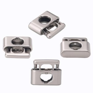 Rectangular metal spring buckle with flat head and single hole adjustment buckle