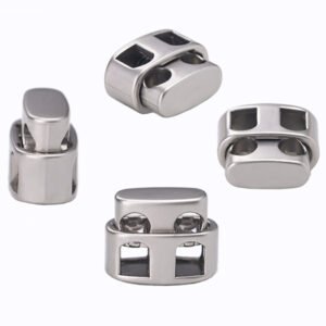 Square oval head metal spring buckle with double hole adjustment buckle