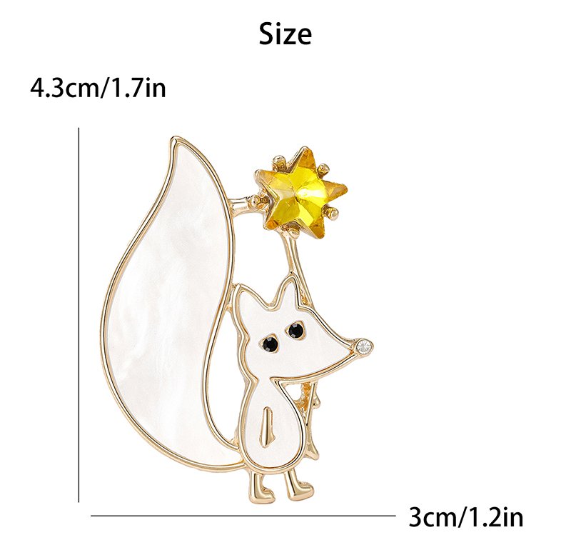  Cute board fox yellow star brooch animal fashion jewelry brooches