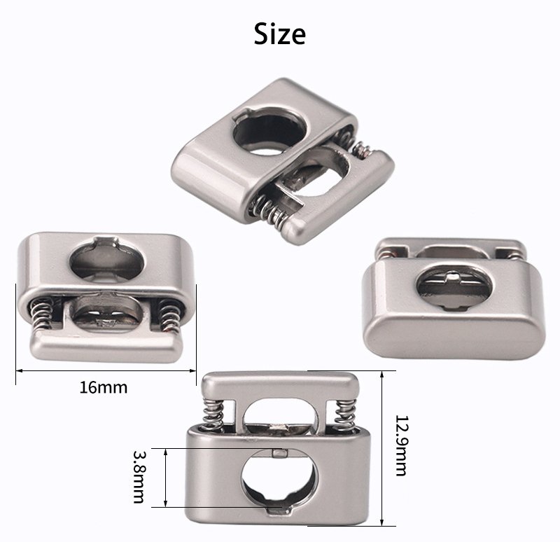 Rectangular metal spring buckle with flat head and single hole adjustment buckle