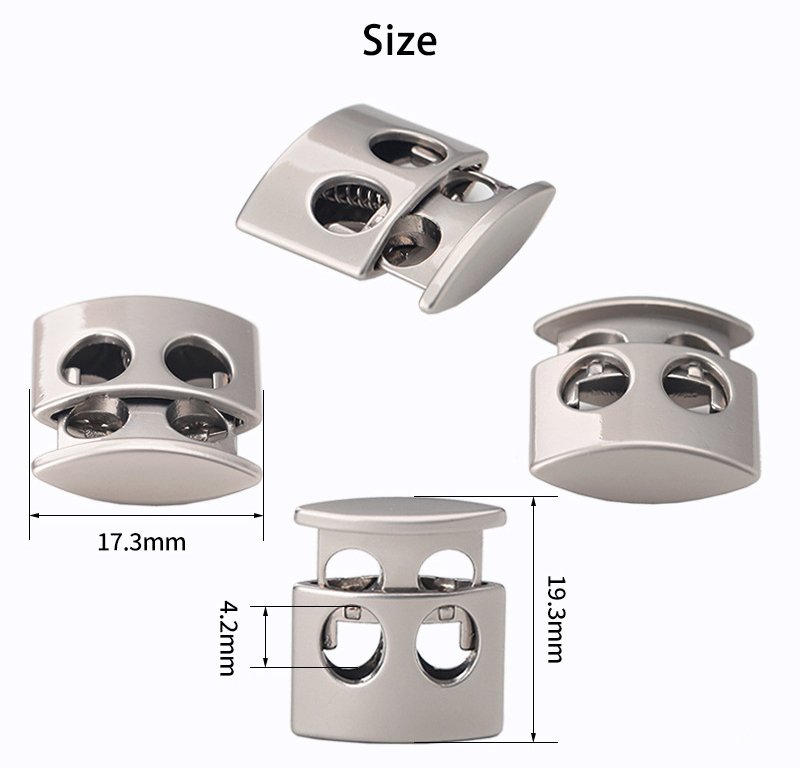 Square metal spring buckle, elliptical double hole adjustment buckle, electroplated galvanized alloy