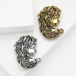 European American Retro Creative Alloy Enamel Medusa Brooch Women's Fashion Corsage Jewelry Pin Personality Clothing Accessories