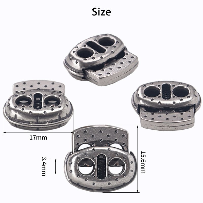 Oval carved metal spring buckle with double hole adjustment buckle