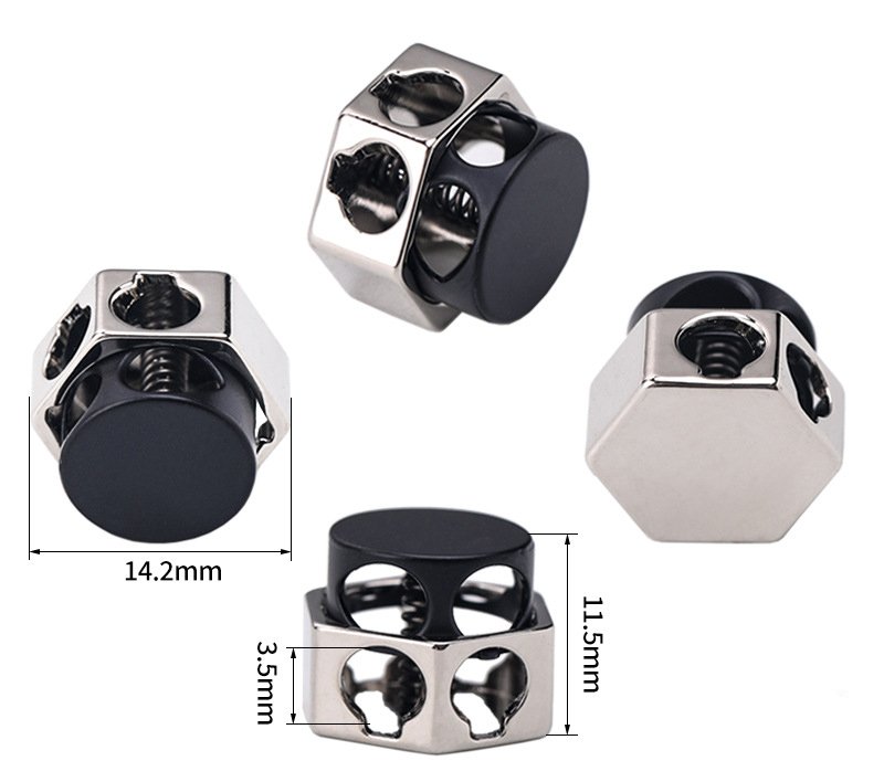 Hexagonal metal dual color spring buckle, landmine buckle, dual hole adjustment buckle