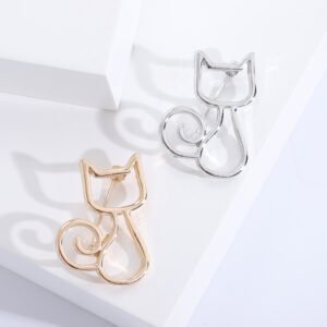 Minimalist Cute Cat Kitty Lapel Pin Brooch Gold or Silver Cat Brooch