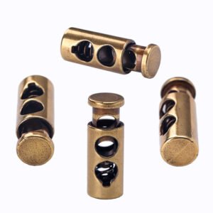 Metal Cylinder Double Hole Spring Cord Toggle Cord End Stopper For Drawstrings