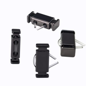 Rectangular metal spring buckle with flat and vertical double hole adjustment buckle