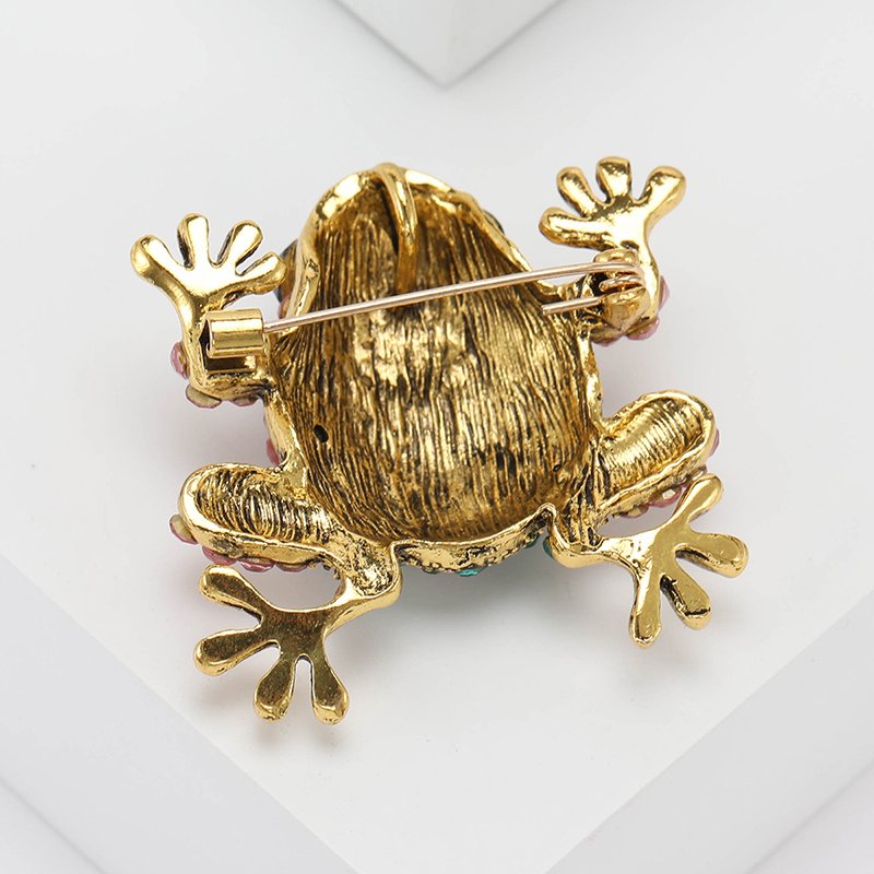 Fashion 3 Colors Choose Rhinestone Frog Brooches for Women Animal Brooch Pin