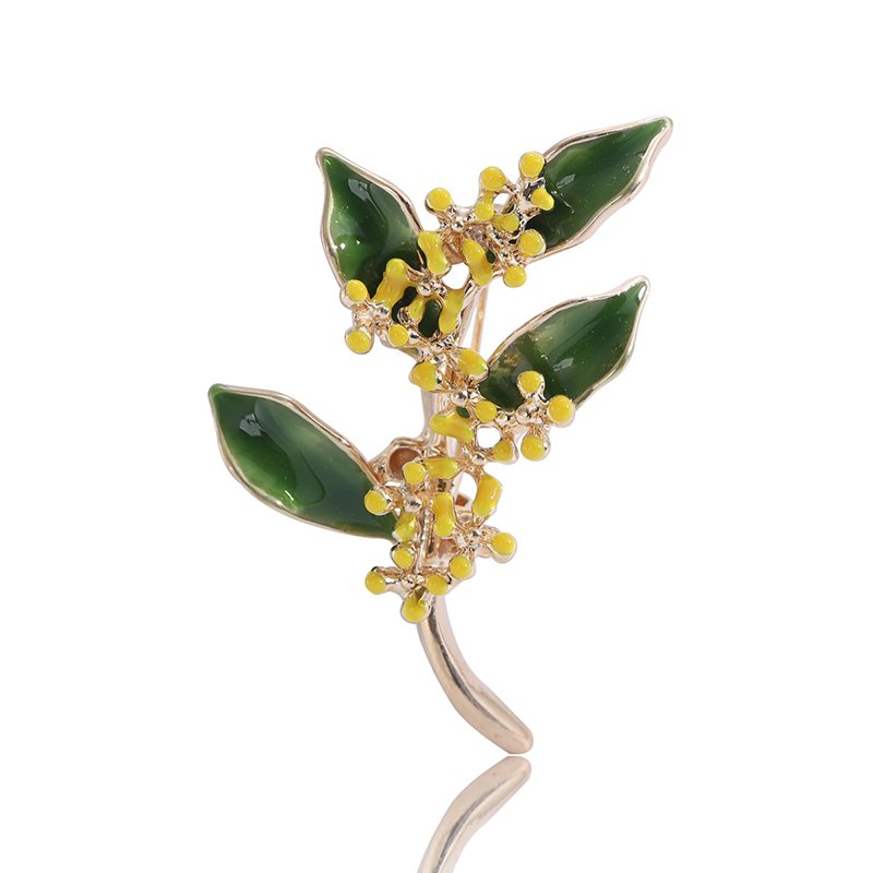 Enamelled osmanthus brooch female plant corsage 