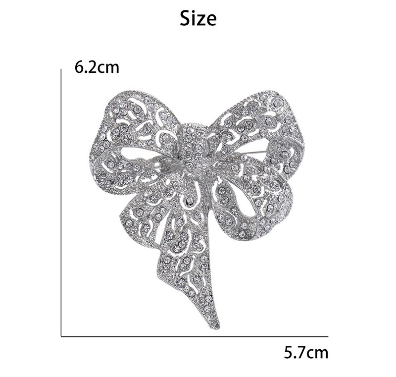 Luxury Rhinestone Brooches Hollow Bow Brooch Pins Clothing Accessories Trendy Elegant Brooch Women