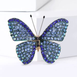 High-end Temperament Brooch For Women Insect Crystal Brooch Full Rhinestone Luxury Red Blue Butterfly Brooch Pin For Dress