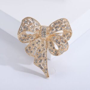 Luxury Rhinestone Brooches Hollow Bow Brooch Pins Clothing Accessories Trendy Elegant Brooch Women