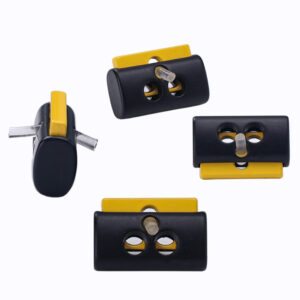 Rectangular metal spring buckle with dual color and dual hole adjustment buckle