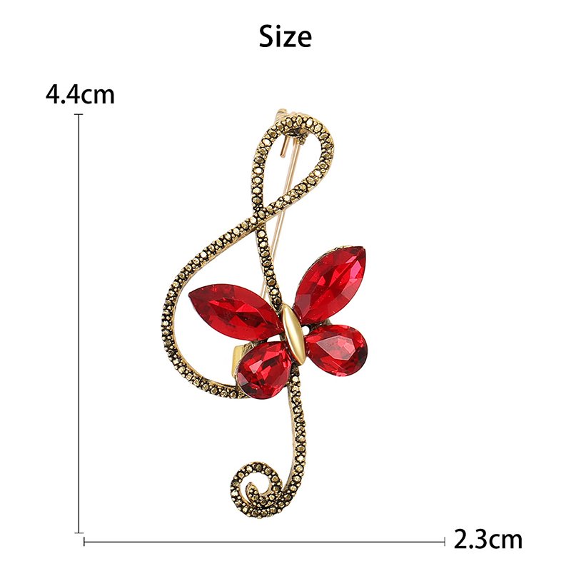 Fashionable Neckline Brooch New Retro Butterfly Rhinestone Note Brooch