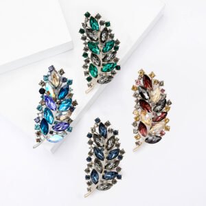 Fashion Leaves Rhinestones Brooch Women Crystal Leaf Brooch Jewelry