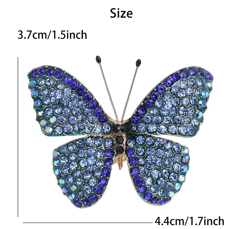 High-end Temperament Brooch For Women Insect Crystal Brooch Full Rhinestone Luxury Red Blue Butterfly Brooch Pin For Dress