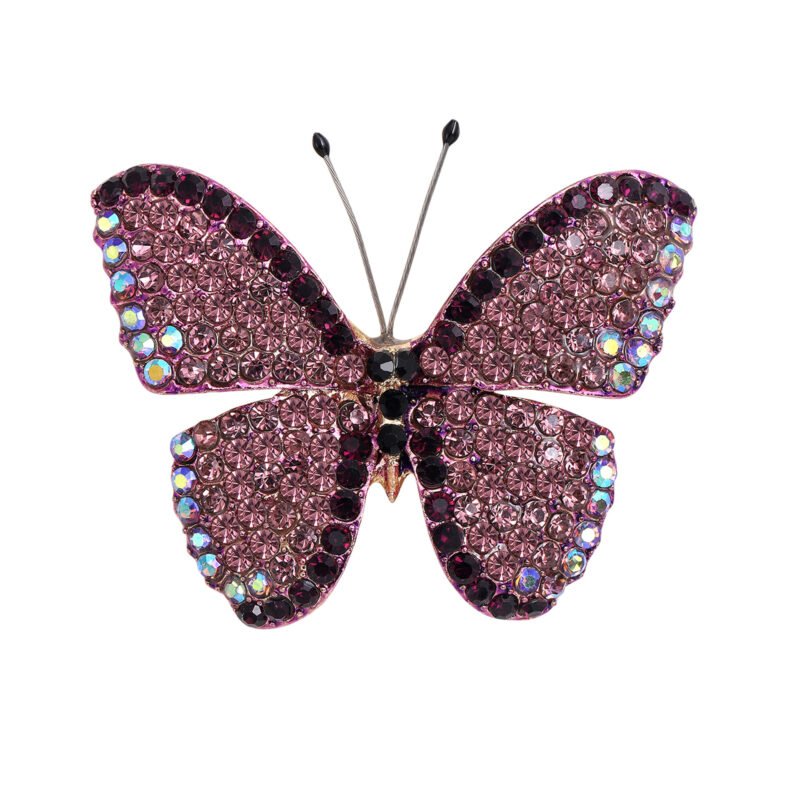 High-end Temperament Brooch For Women Insect Crystal Brooch Full Rhinestone Luxury Red Blue Butterfly Brooch Pin For Dress