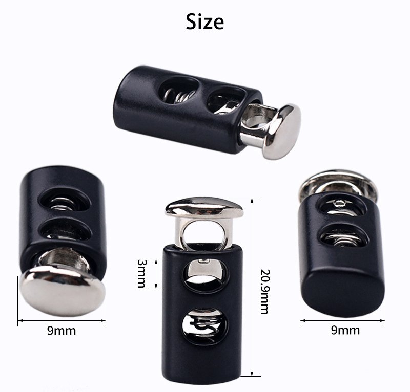 Rectangular round edged metal spring buckle with vertical double hole adjustment buckle