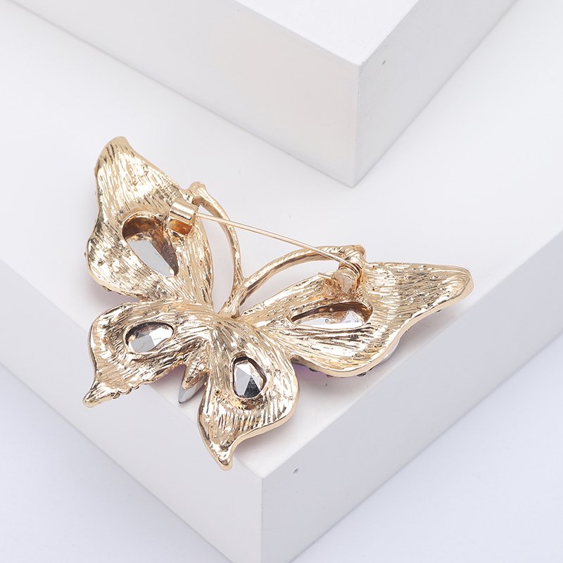 Custom Design luxury Retro animal Butterfly Lapel brooch Rhinestone Crystal Butterfly brooches women accessories