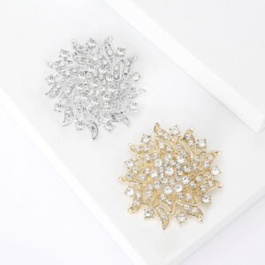 Lapel Pin Flower Brooch Pin Wedding Brooch Women Alloy Crystal Rhinestone Flower Brooch Pin For Dress