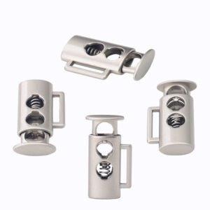 Square handle metal spring buckle with vertical double hole adjustment buckle