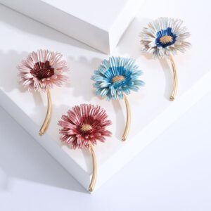 Simple Elegant Brooch Jewelry Metal Enamel Pins Brooch Enamel Multiple Petal Daisy Brooch Pin For Women Dress