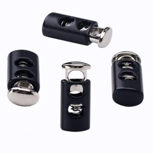 Rectangular round edged metal spring buckle with vertical double hole adjustment buckle