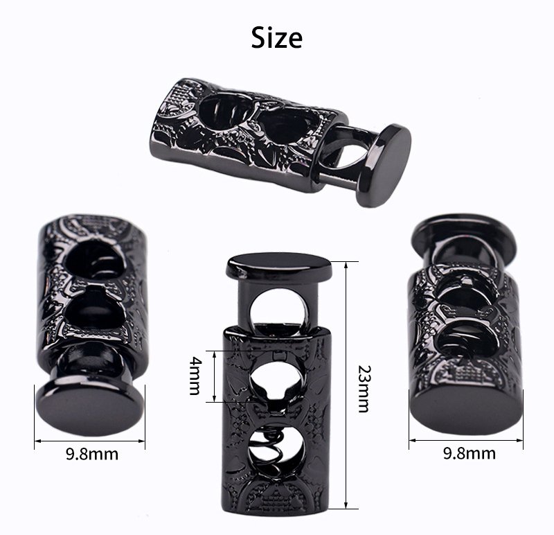 Square round edged patterned metal spring buckle with vertical double hole adjustment buckle